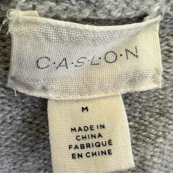 Caslon Open Front Pocket Gray w/ Green and Pink Stripe Cardigan Sweater - Size M - Picture 8 of 10